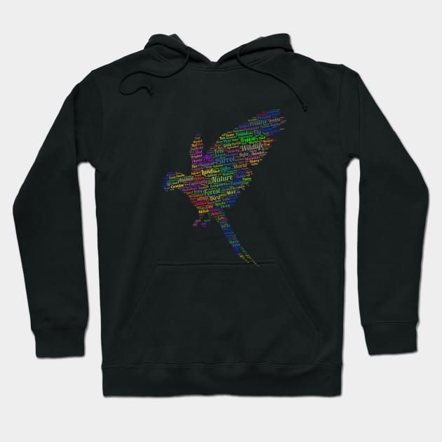 Parrot Bird Free Wildlife Text Word Cloud Hoodie by Cubebox